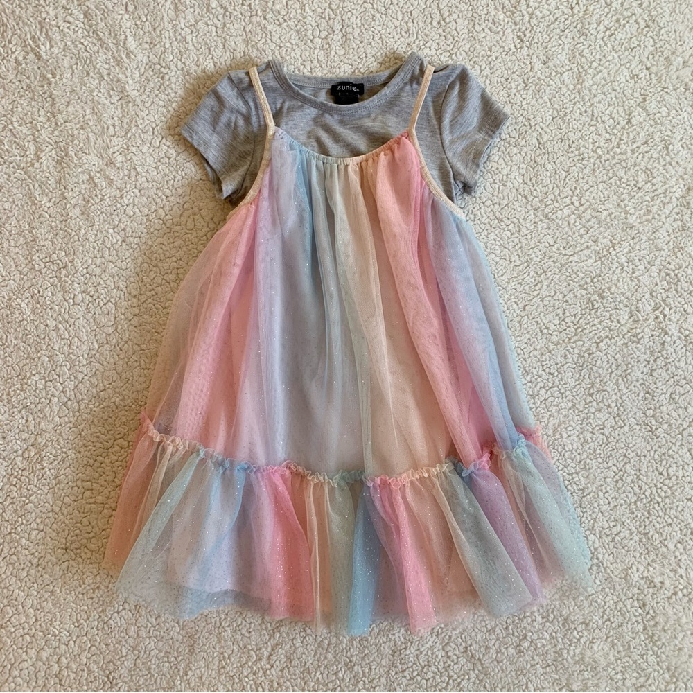 Zunie 2-piece Rainbow Tulle Dress Size 6